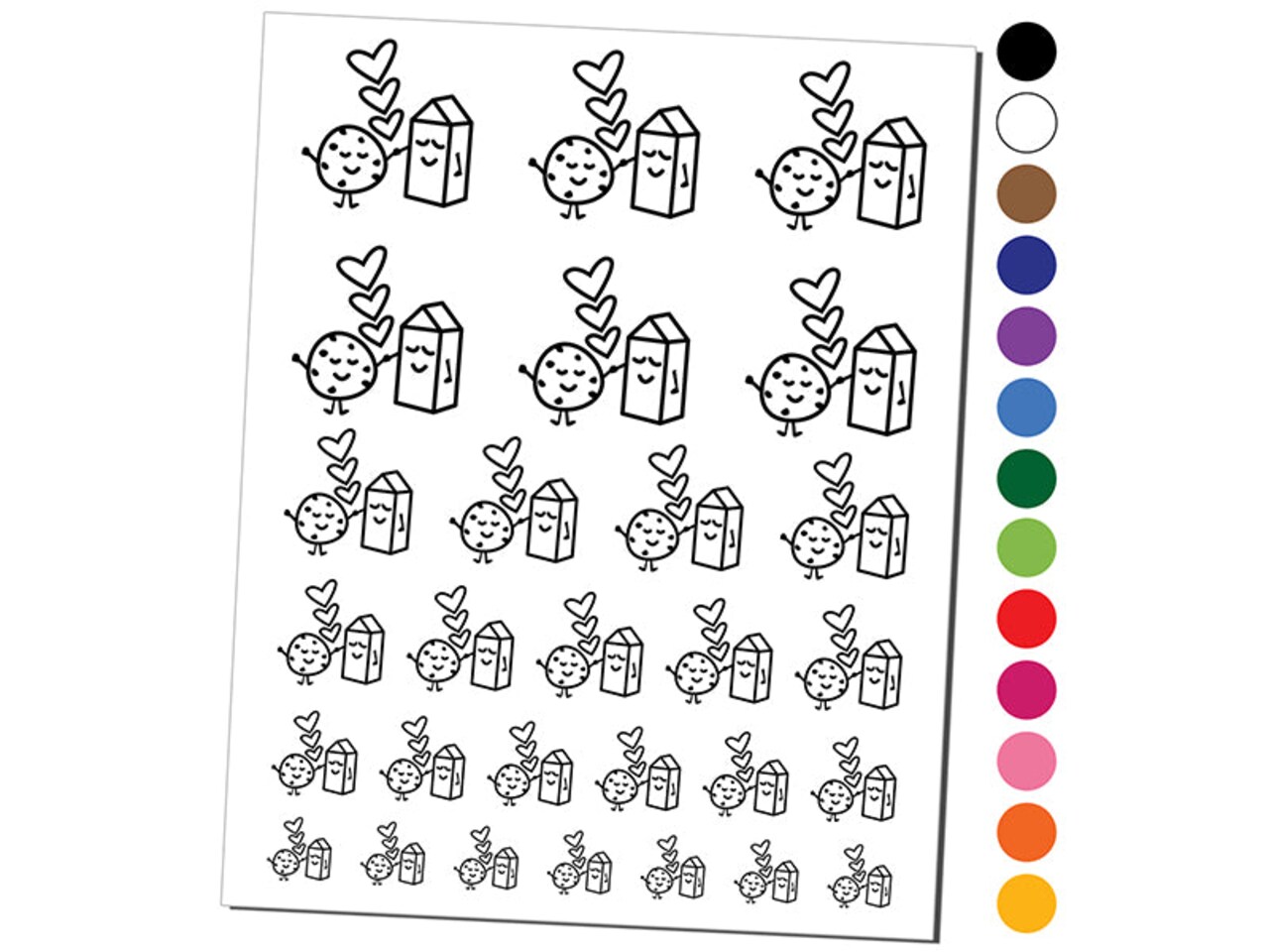 Cookies and Milk Best Friends Hearts Love BFF Temporary Tattoo Water Resistant Fake Body Art Set Collection